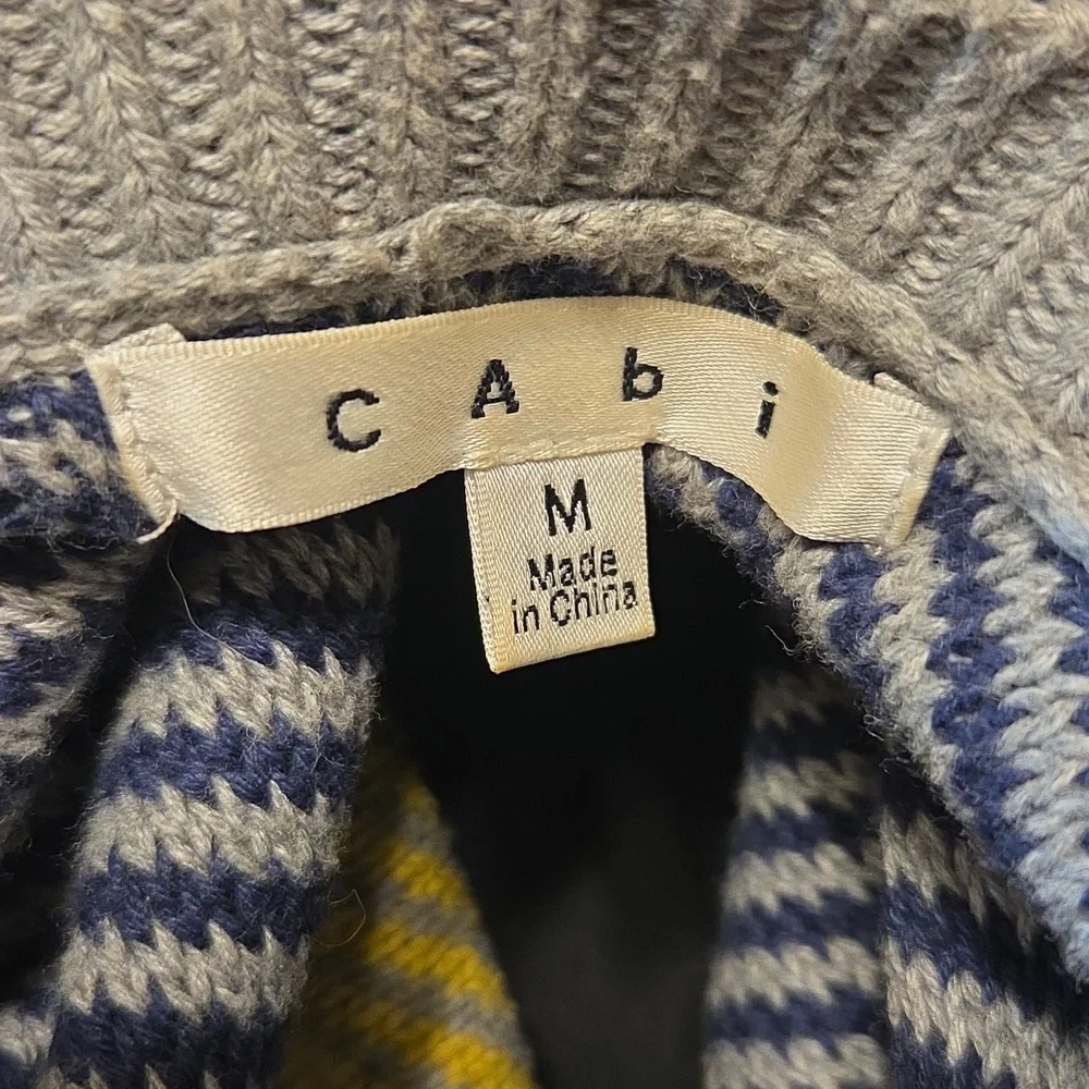 CAbi Cotton Colorblock Striped Cozy Warm Long Knit Cardigan Sweater Fall Medium